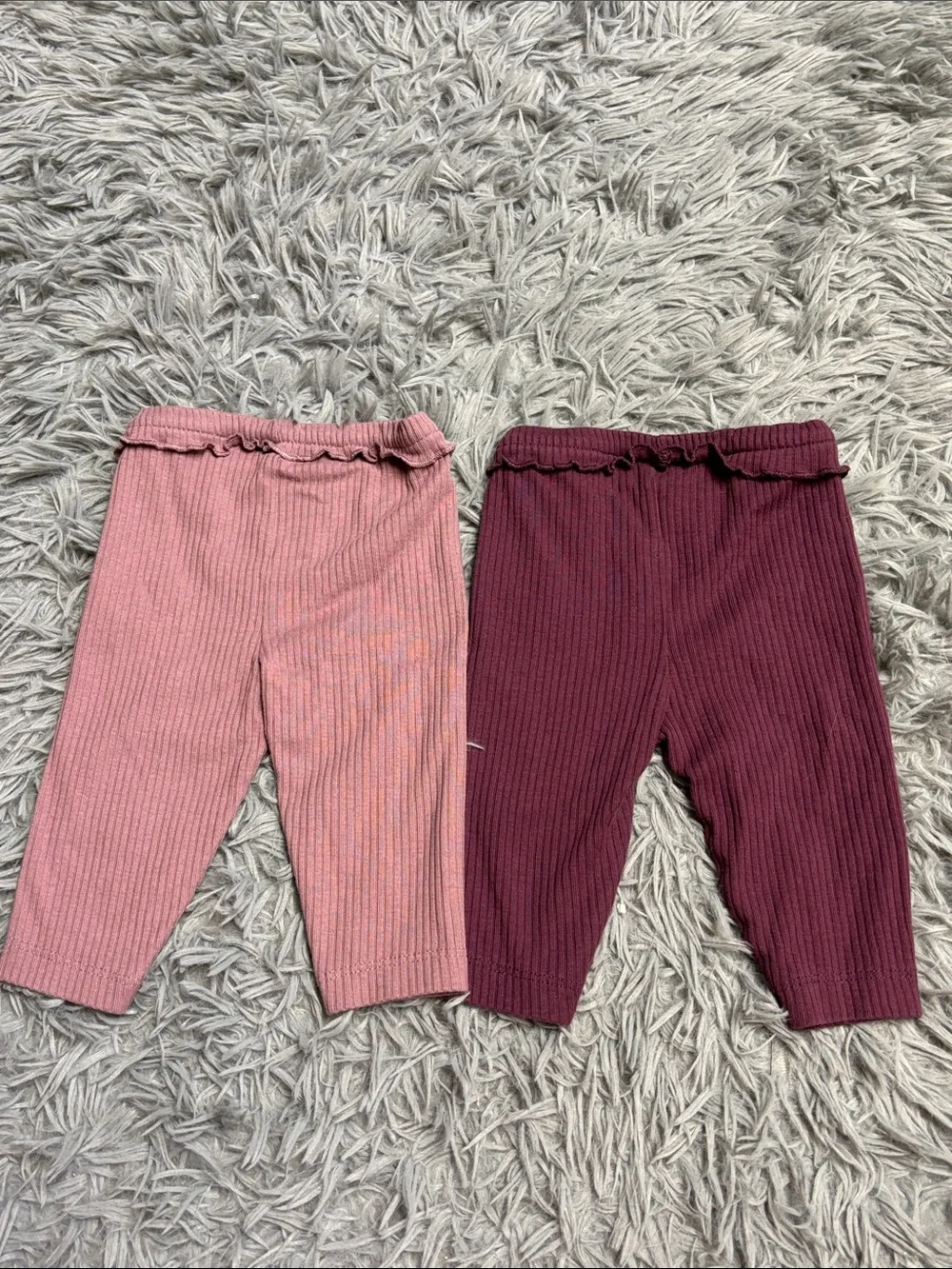 Carter's Ribbed Two-Pack Leggings in Plum and Dusty Pink